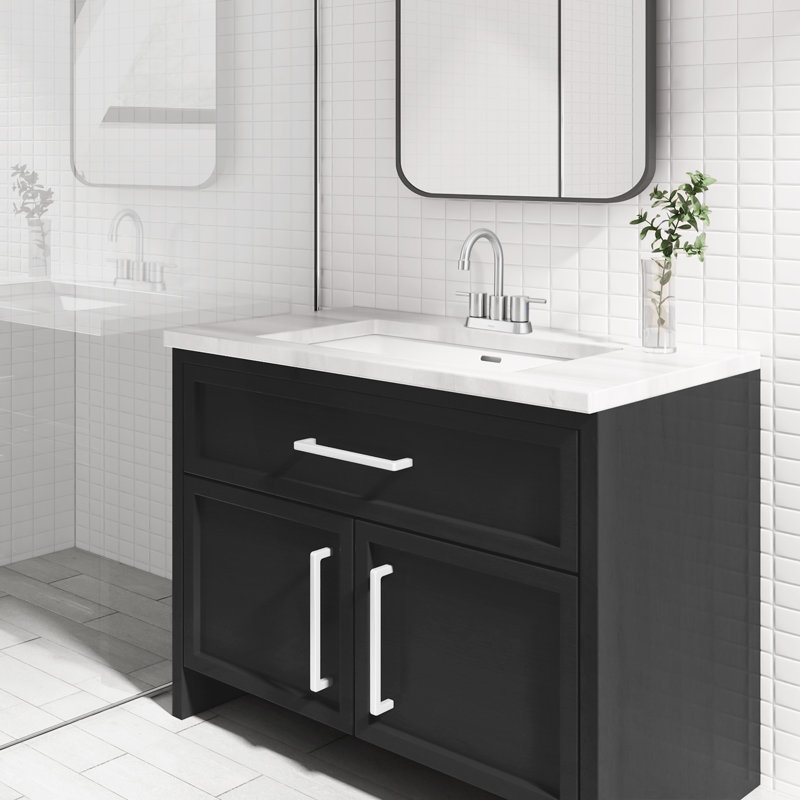 Robinet pour salle de bain 2 poignées Centreset, Nickel brossé