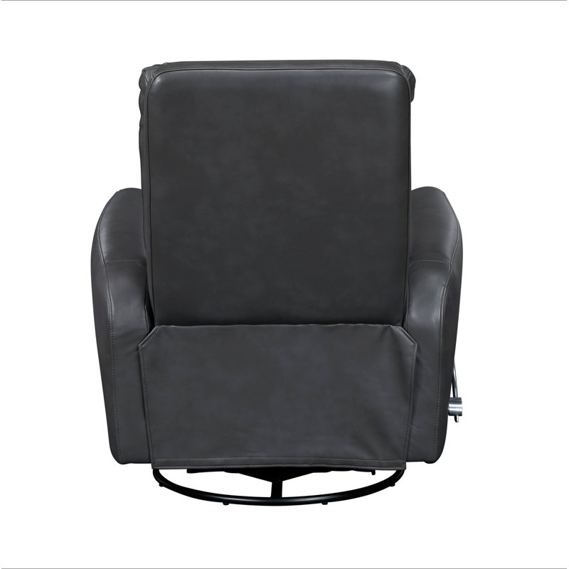 Glider Reclining Chair Swivel Motion Gray Breathable Faux Leather Upholstery Luxury Living Room Furniture, Movie Chair, Gray