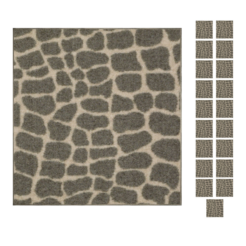 Ensemble de tapis touffetés en nylon beige / vert Ridgemont, Carré 2 pi
