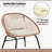 3 Piece Patio Bistro Rattan Chair & Table Set with Cushions-593025379