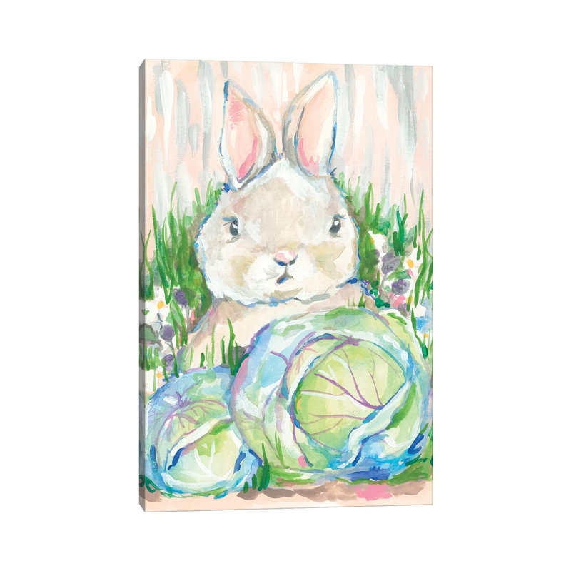 Bunny In The Cabbage Patch by Jessica Mingo - Wrapped Canvas Gallery-Wrapped Canvas Giclée, 30.48 cm H x 45.72 cm W