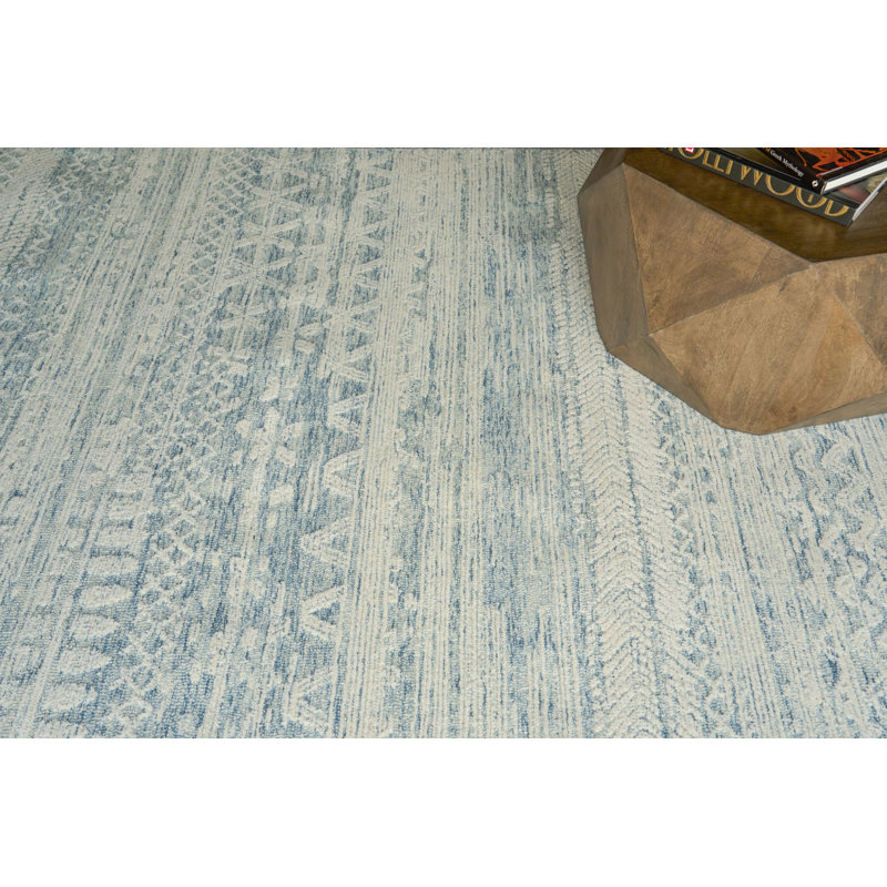 Martha Hand Tufted New Zealand Wool Blue/Ivory Area Rug, 12'X15'
