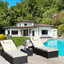 Ensemble de mobilier d'extérieur 3 pièces, méridienne, méridienne inclinable et rembourrée avec table basse en verre-138897225