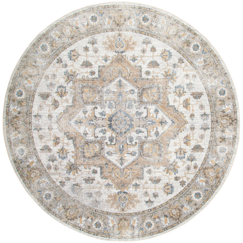 Pritts Washable Oriental Indoor Rug, Round 5'3"
