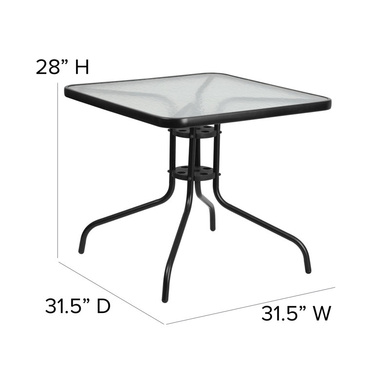 Ensemble de tables de patio extérieur en verre ondulé 5 pièces Elgin avec 4 chaises par Flash Furniture, Brun
