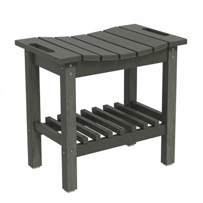 Waterproof Shower Stool With Handle & Storage Shelf, Non-Slip Bench For Indoor & Outdoor Use