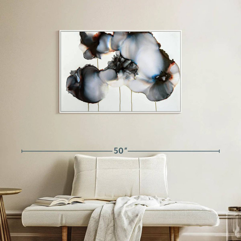 Sonnet noir I, Cadre flottant blanc, 37 po x 25 po