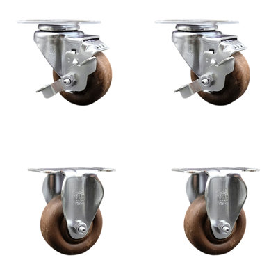 4 Piece Glass Filled Nylon Caster Set