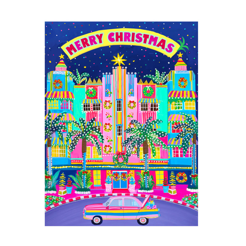 Jess Stempel Miami Hotel Christmas Canvas Art, 19" H x 14"W