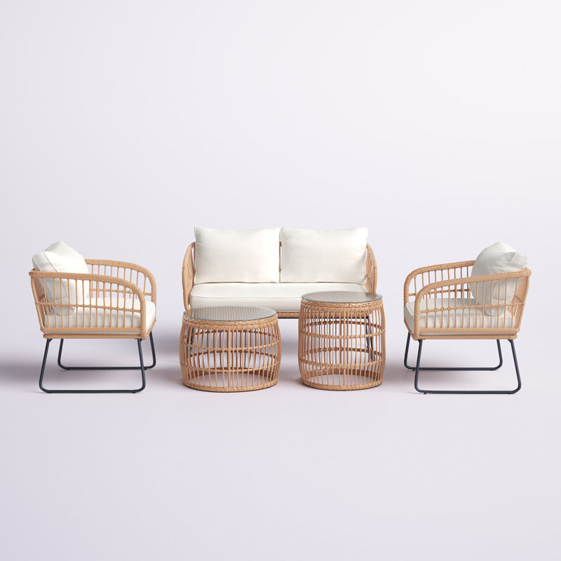 Hananiah 4 - Person Patio Conversation Set with Cushions, Beige