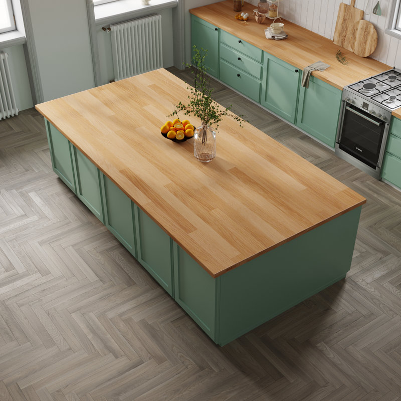 Butcher Block Countertop, Unfinished Solid Birch Wood DIY Size Long Wooden Board for Kitchen Island Table Top Washer Dryer Workbench