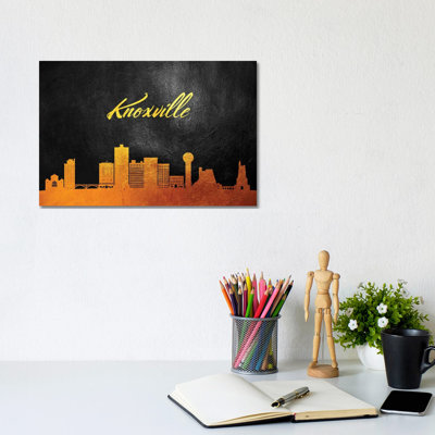 Knoxville Tennessee Gold Skyline by Adrian Baldovino - Wrapped Canvas Print