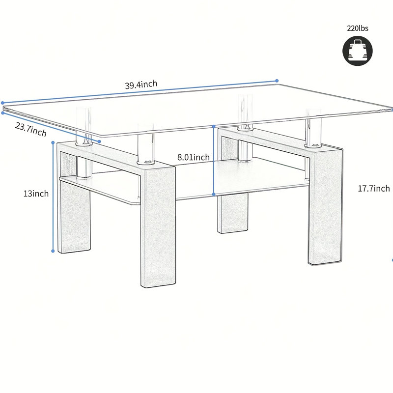 Rectangle Black Glass Coffee Table