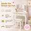 Teamson Kids Gisele Wooden Play Vanity Set with Tri-Fold Mirror, Storage Drawer, Matching Stool and Kids Makeup Table for Ages 3+-132431593