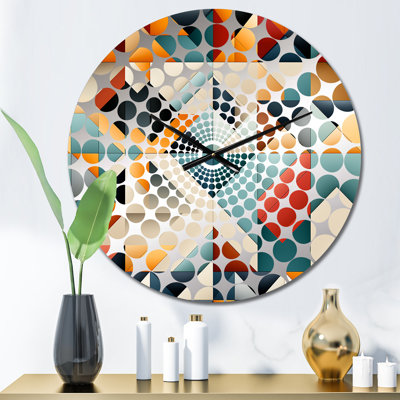 Horloge murale géométrique bleue et orange