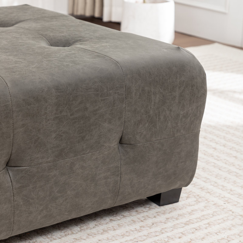 Repose-pieds rembourré Ashyiah, Polyester gris anthracite