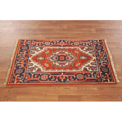 Orange Wool Traditional  Oriental Rug 2x3