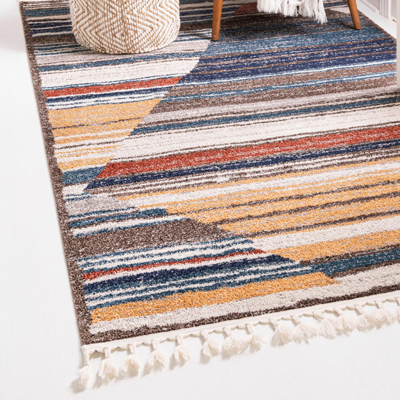 Tapis blanc / vert / bleu Frystown, Rectangle 7 pi 10 po x 10 pi