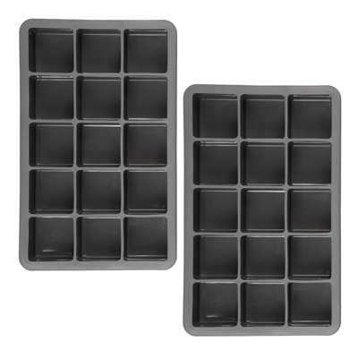Tovolo Perfect Cube Ice Cube Trays Pack of 2, 30 Cubes BPA-Free Easy Release, Charcoal