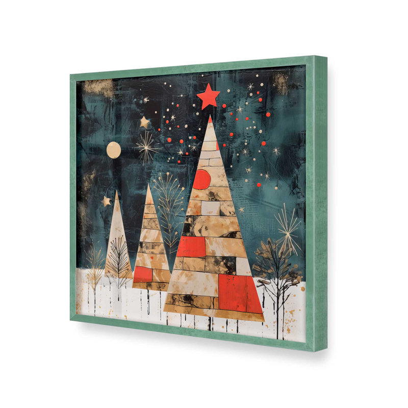 20 "x 20" Starry Night Christmas Tree III, Cadre simple Lemon Grass, bois massif, H 17,5 po x l 17,5 po