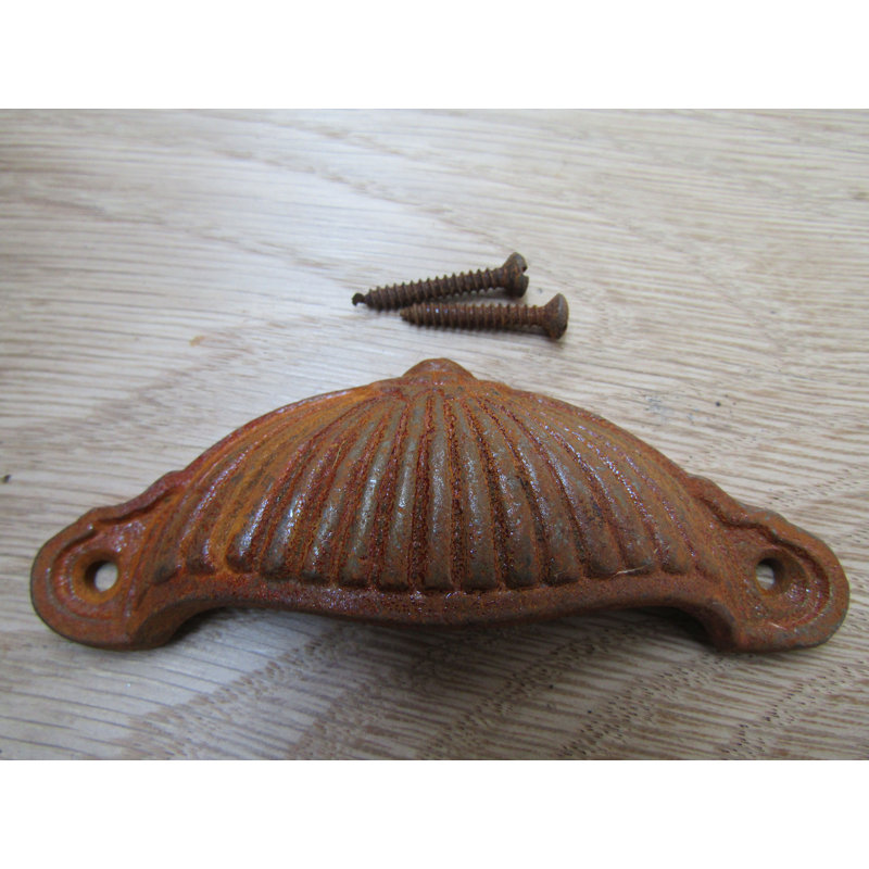 Ridged Cup Pull Handle Antique Copper, Rust