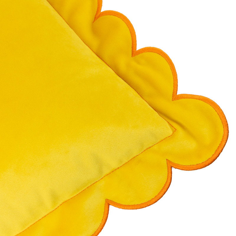 Lil Scallop Square Cushion, Polyester, Yellow/Orange