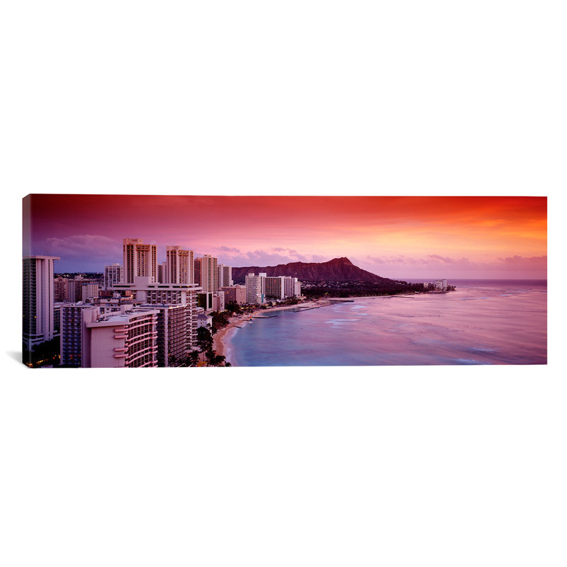 «Sunset», reproduction panoramique sur toile tendue, Honolulu, Oahu, États-Unis, H 20 po x l 60 po x P 1,5 po, Toile tendue