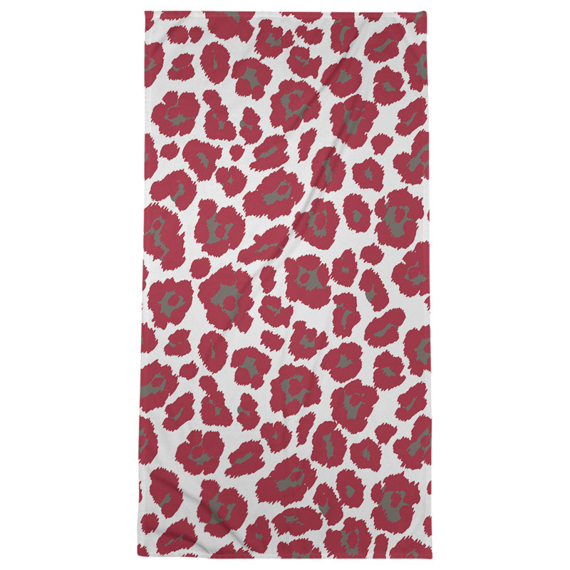 Serviette de plage Holderness, Microfibre, Blanc / étain / rouge