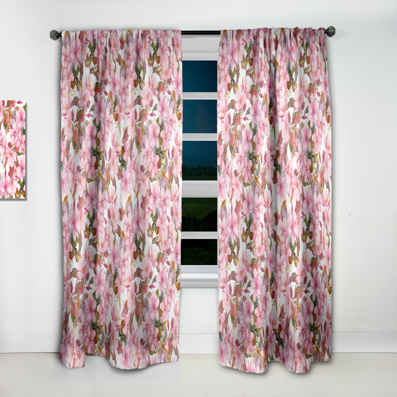 Rideau simple occultant en velours rose, L 52 po x L 108 po