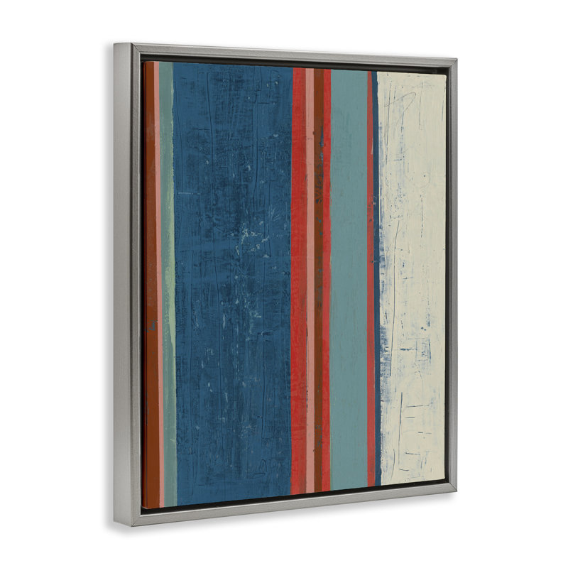 «Farmhouse Rustic Stripes Floater» par Pippin Schupbach, Cadre flottant gris lustré, H 31 po x l 25 po
