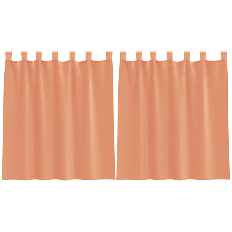 Semi Sheer Curtain Pair, Terracotta, 140cm Width x 140cm Drop