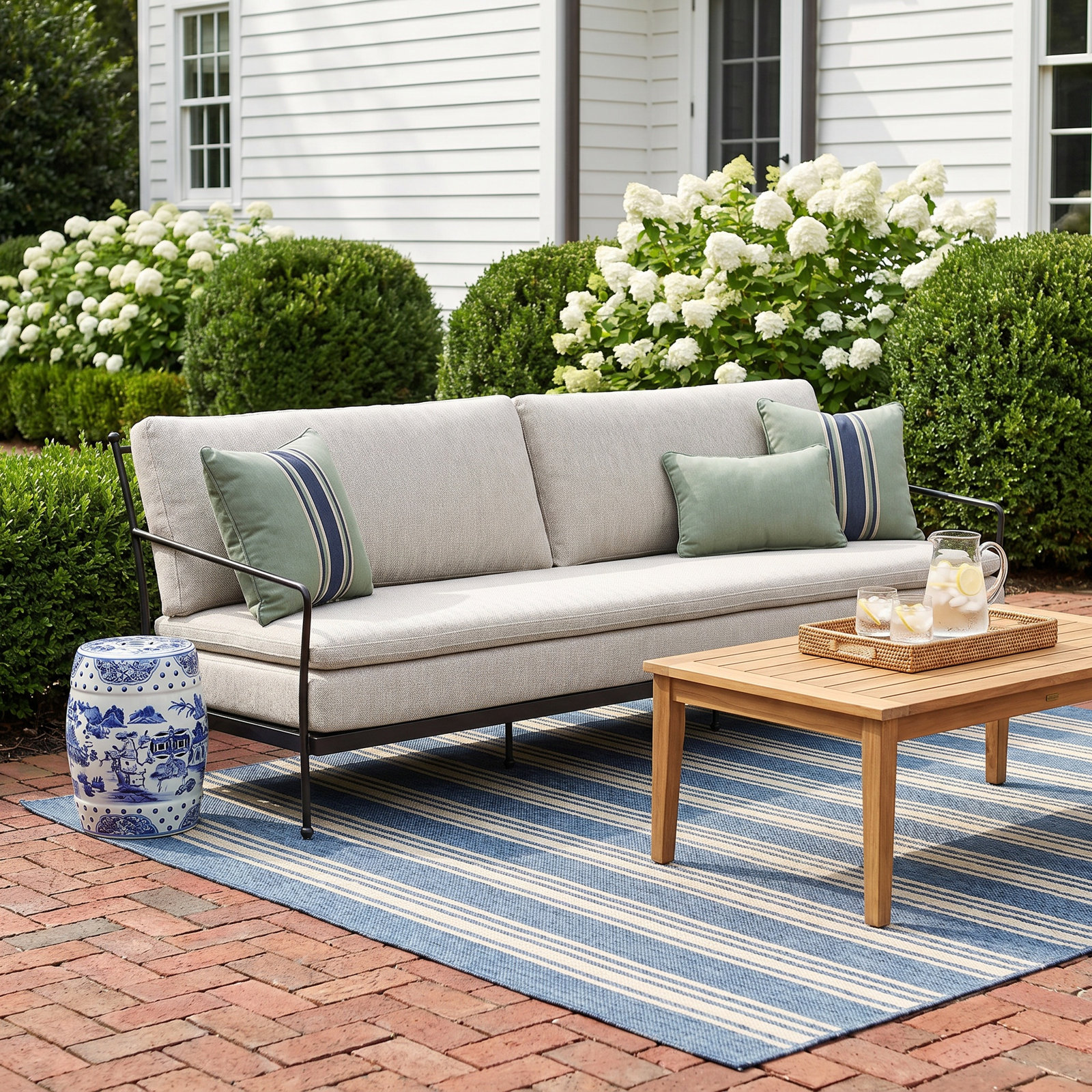 Kenner Outdoor Sofa-96"-Ramiro Ecru