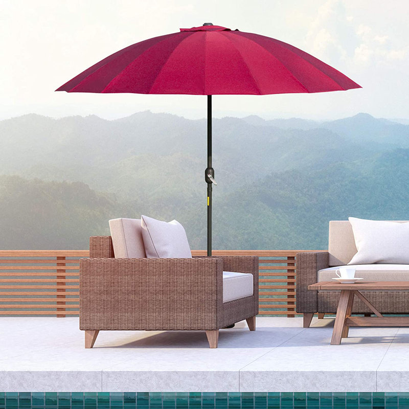 Aarun 279cm Tilt Beach Parasol, Wine Red