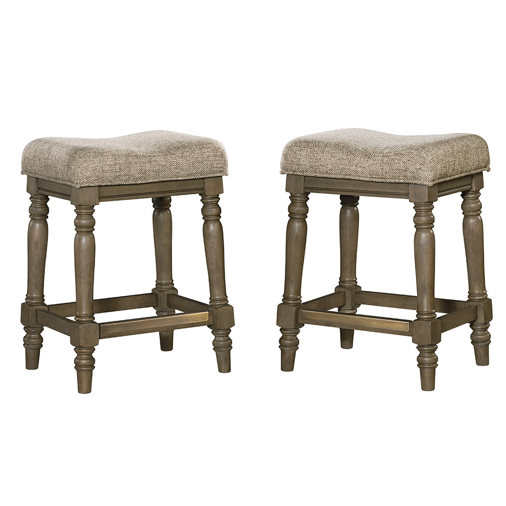 Androw Park Backless Counter Stool with Cushion Seat, Roasted Oak (Set of 2) Darby Home Co