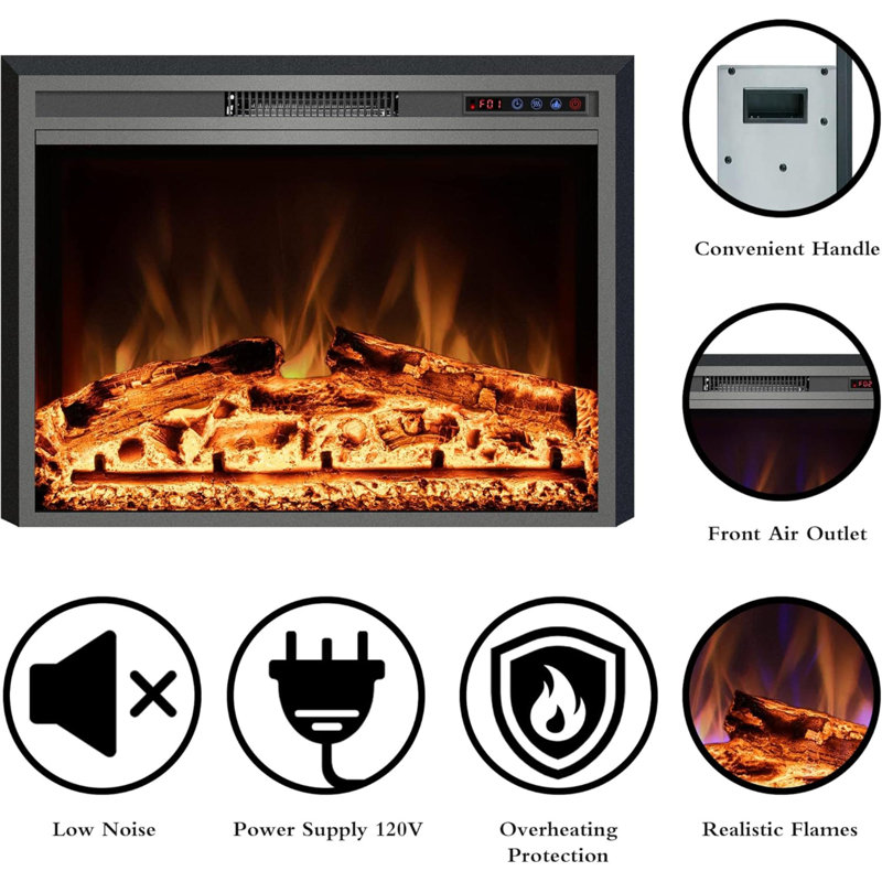 Foyer électrique encastrable 40 po avec télécommande et minuterie de couleurs de flamme réglables et protection contre la surchauffe 750 / 1500W