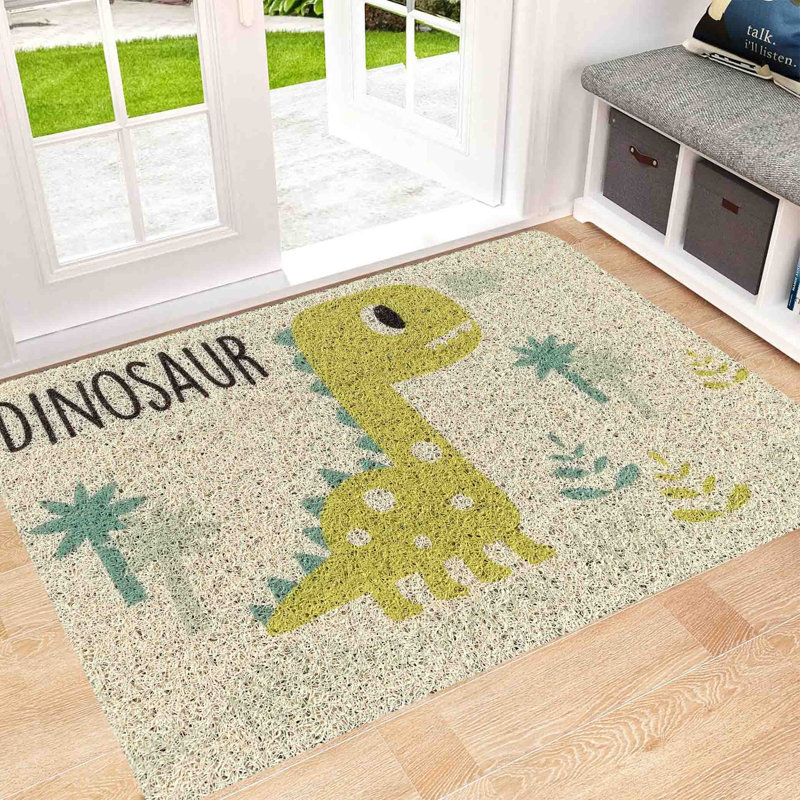 Paillasson dinosaure beige durable antidérapant