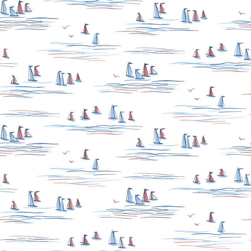 Adalee Pre-Pasted Vinyl Wallpaper Roll, Blue/Red