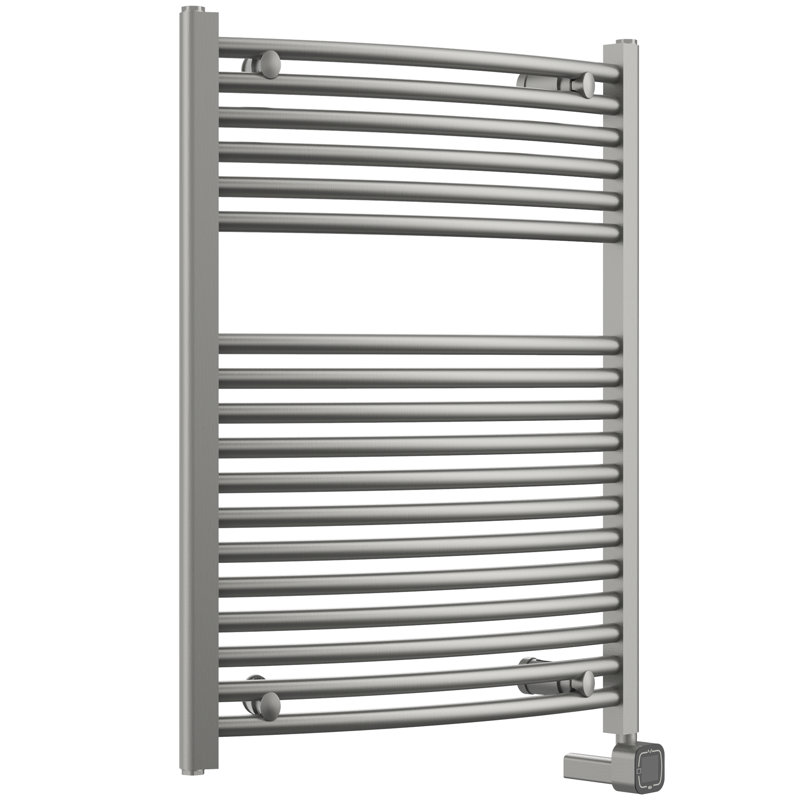 Curved Towel Rail Towel Warmer, Brushed Nickel, 31.5" H x 23.62" W x 2.75" D
