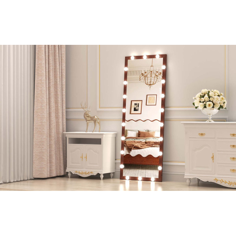 Miroir de salle de bain Hollywood, 63 po x 24 po, Noyer