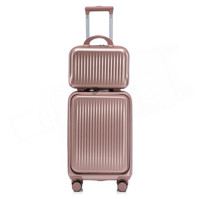 14"/20" 2 Pcs/Set In ABS Spinner Wheel Luggage, With Combination Lock And Front Opening Design, 14" Cosmetic Case