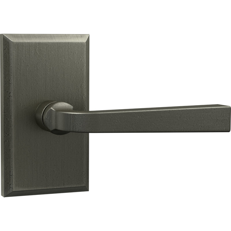 Poignée de porte avec rosette rectangulaire, Nickel antique