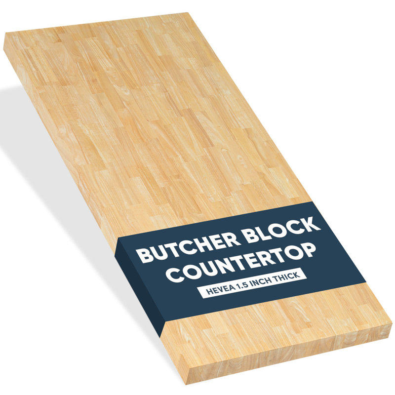 Comptoir en bois massif Hevea, Naturel, 1.5" H x 72" L x 30" W