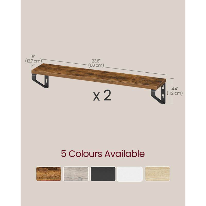 2 Piece Bracket Shelf, 11.2cm H x 60cm W x 12.7cm D