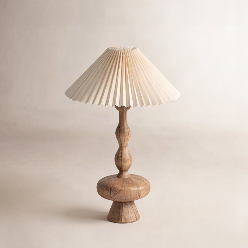 Zoalie Resin Table Lamp with Pleated Shade