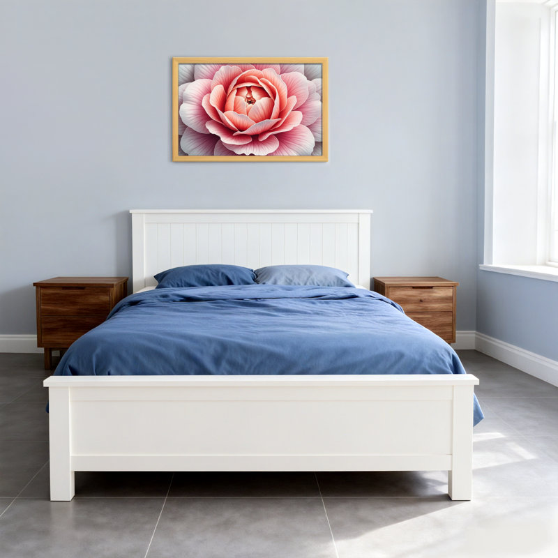 Plantes et fleurs, impression de motif floral rose, H 12 po x l 18 po, Impression encadrée sans passe-partout, Noir