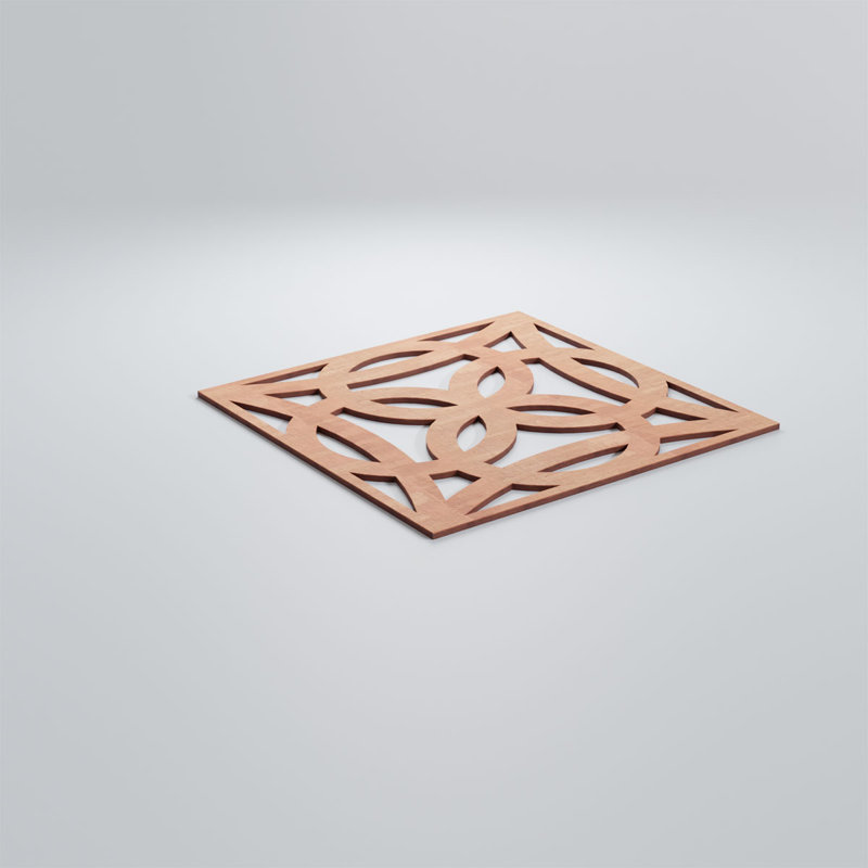 Baytown Decorative Fretwork Wood Wall Panels, Cherry, 23 3/8"H x 23 3/8"W x 1/4"D