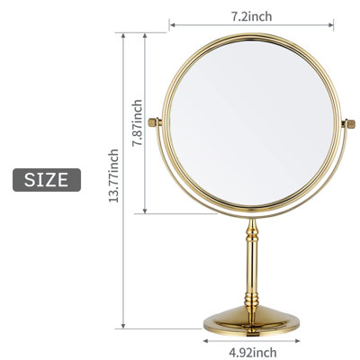 Makeup Mirror 10x Magnification Vanity Mirror Tabletop Two-Sided Swivel, (Gold)