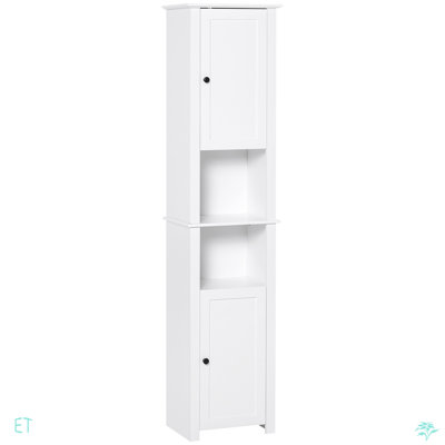 Armoire de rangement haute pour salle de bain, tour à linge autoportante avec tablette à 2 niveaux, organisateur de plancher étroit