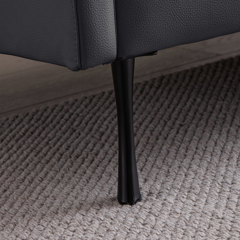 Canapé modulaire 81 po avec méridienne réversible, cuir technique gris foncé de couleur moderne