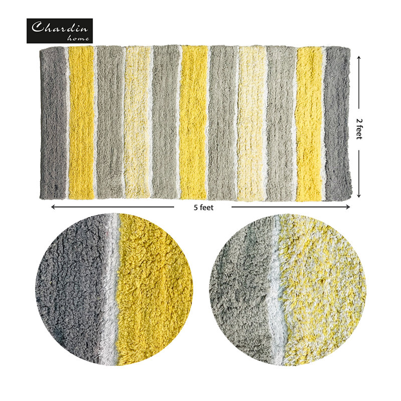Tapis pour salle de bain Cervantez, Jaune / gris, L 24 po x L 60 po